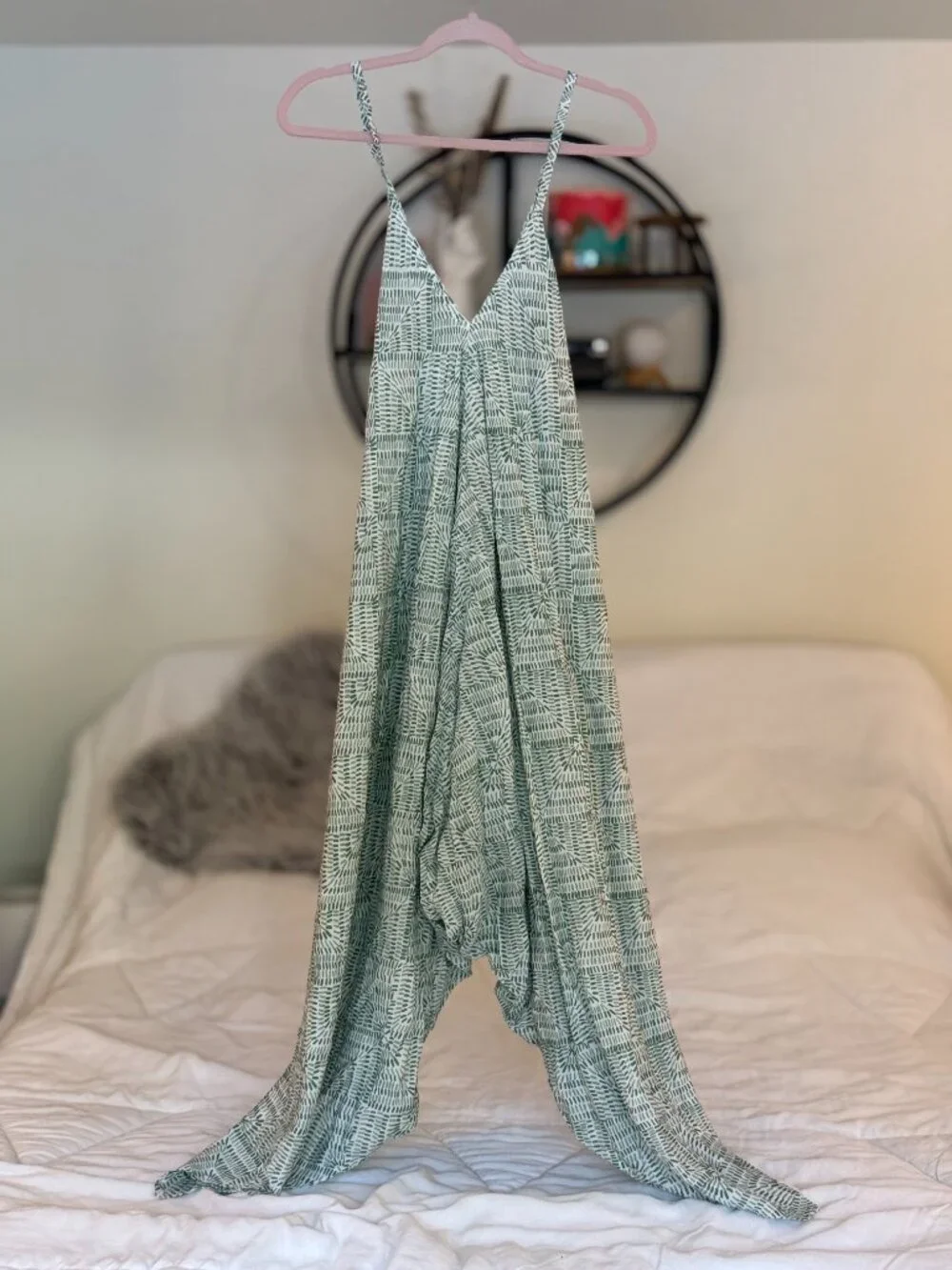 Cost Plus World Market Green Printed Jumpsuit Romper - Picture 2 of 4